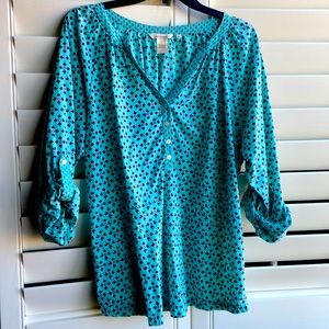 Sundance brand, long sleeve with roll option, cotton, XL, vneck top.